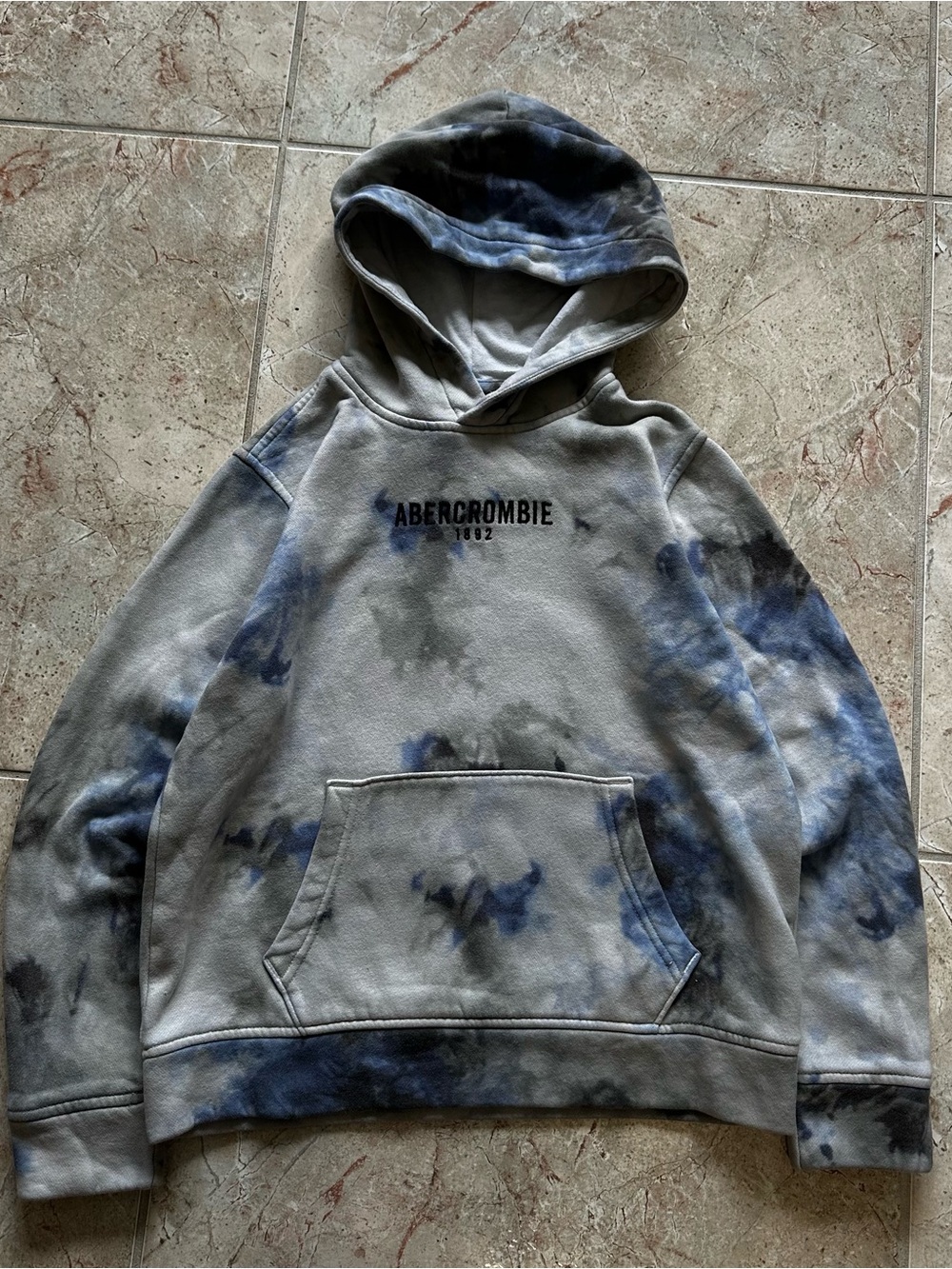 abercrombie kids Blue & Gray Tie-Dye Pullover Hoodie